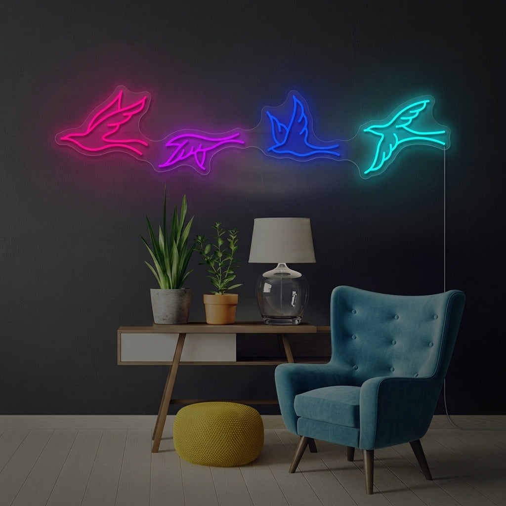 "Fåglar" Neonskylt