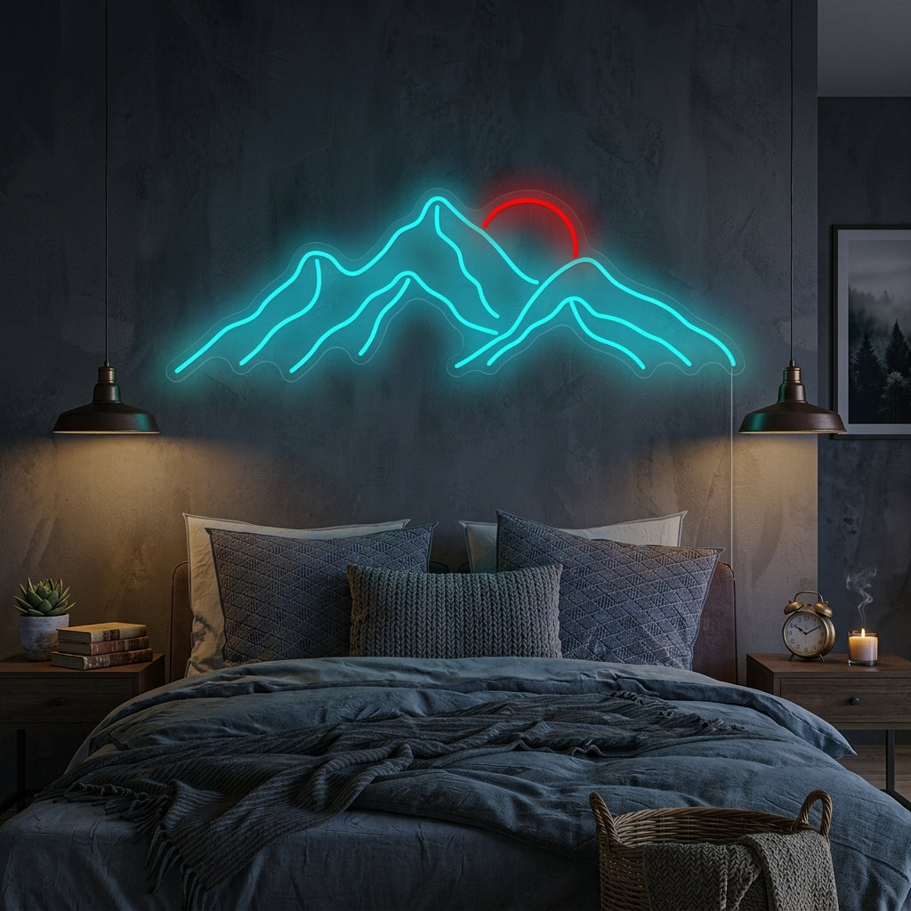 "Berg solnedgång" Neonskylt