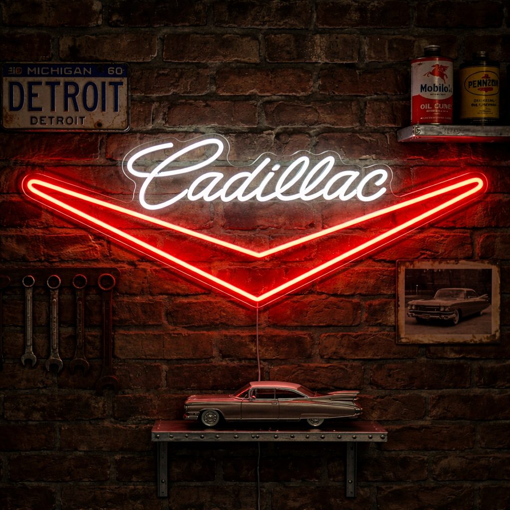 "Cadillac-emblem" Neonskylt