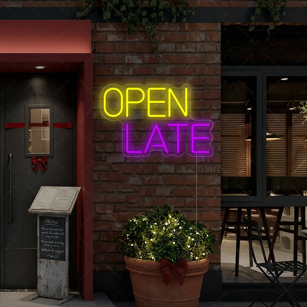 "Open Late" Neonskylt