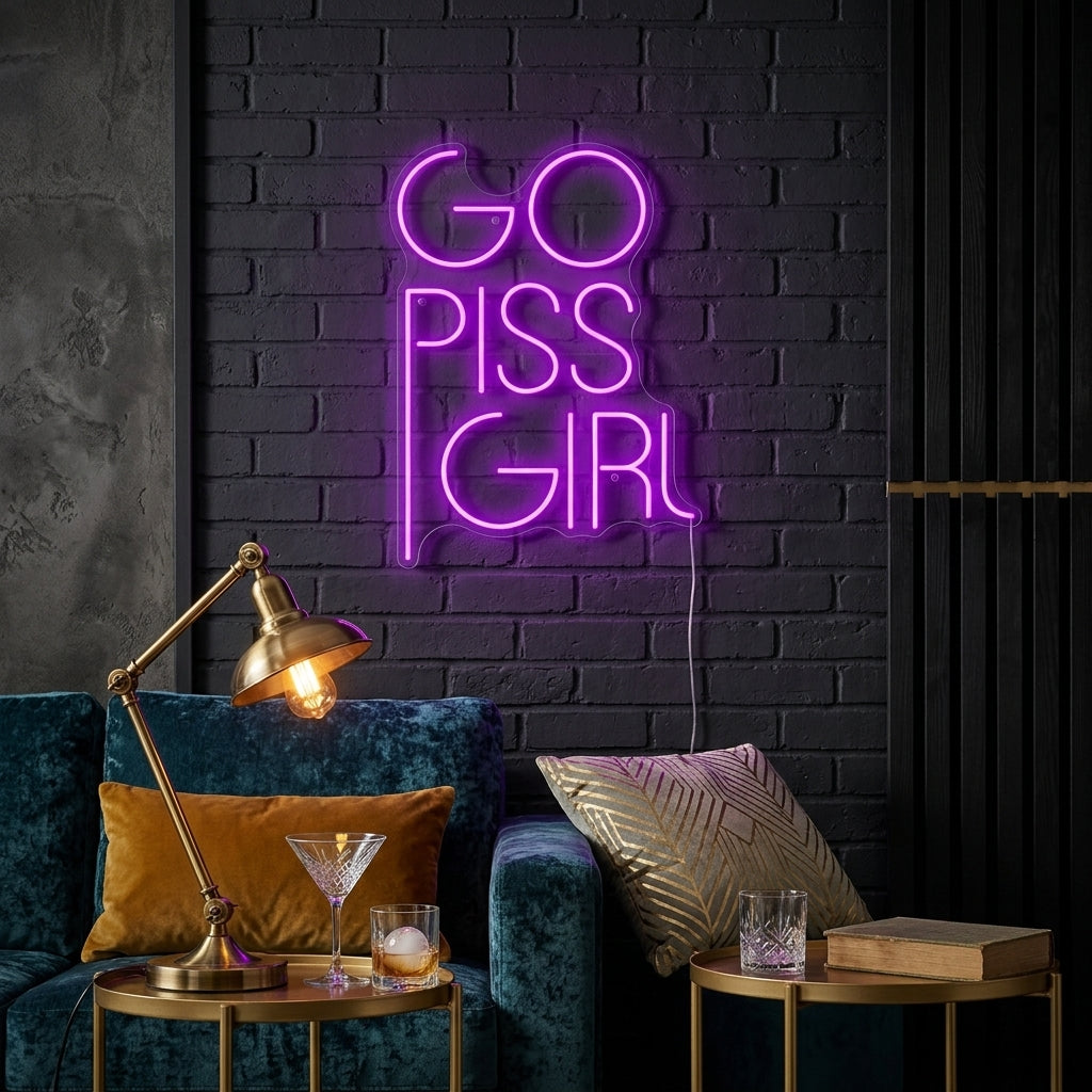 "Go Piss Girl" Neonskylt