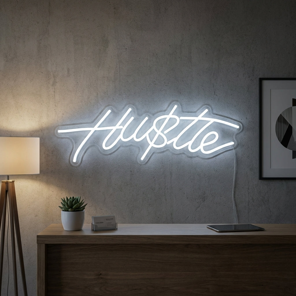 "Hustle" Neonskylt