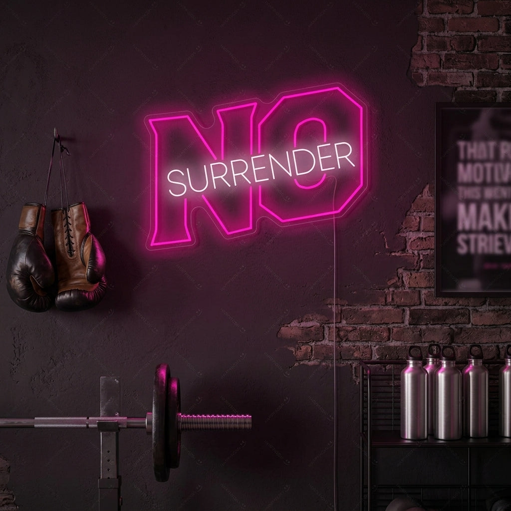 "No Surrender" Neonskylt