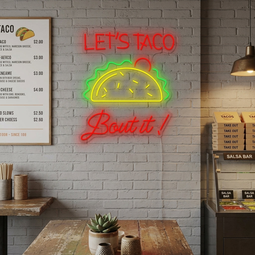 "Let's Taco Bout It" Neonskylt