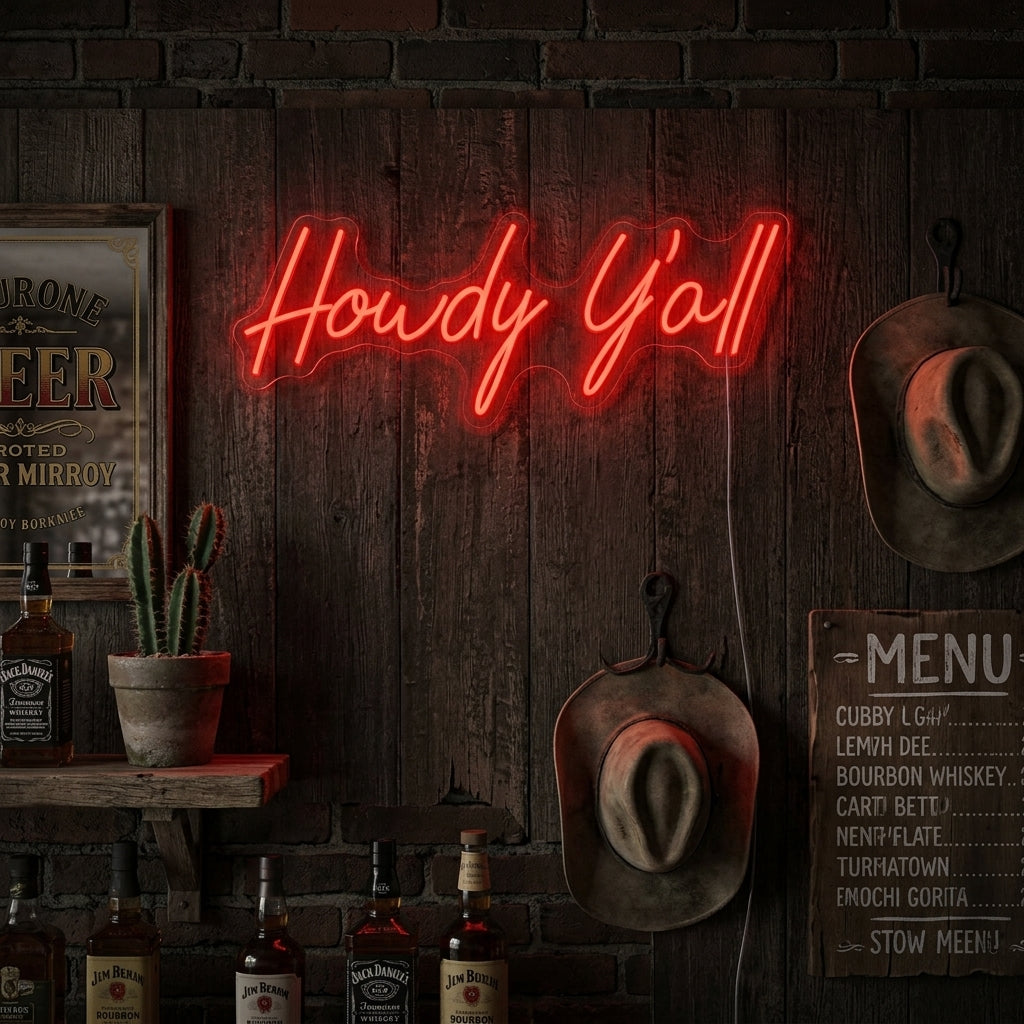 "Howdy Y'all" Neonskylt
