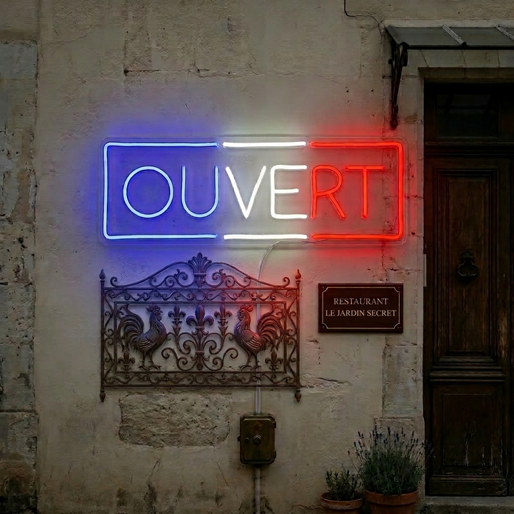 "Ouvert" Neonskylt