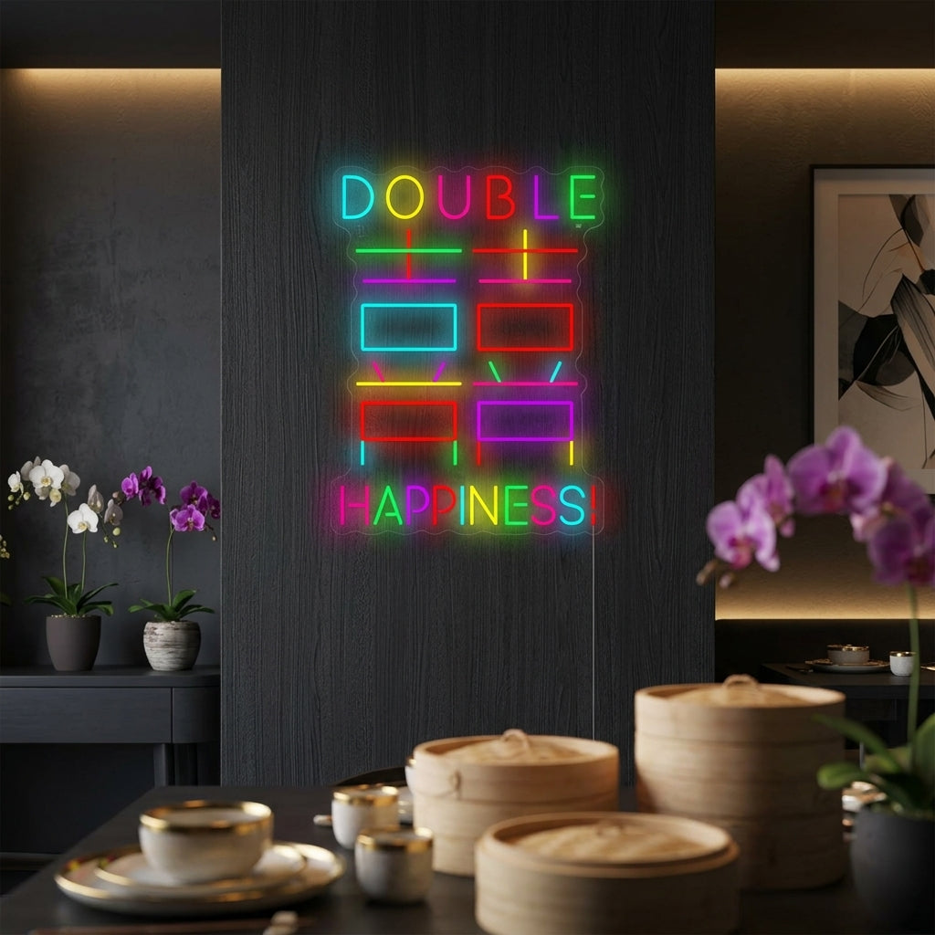 "Dubbel lycka" Neonskylt