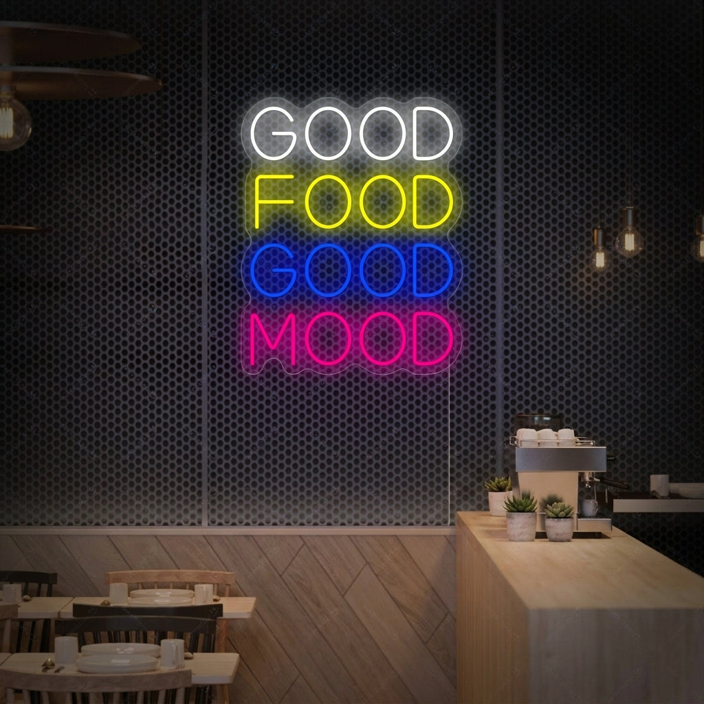 "Good Food Good Mood" Neonskylt