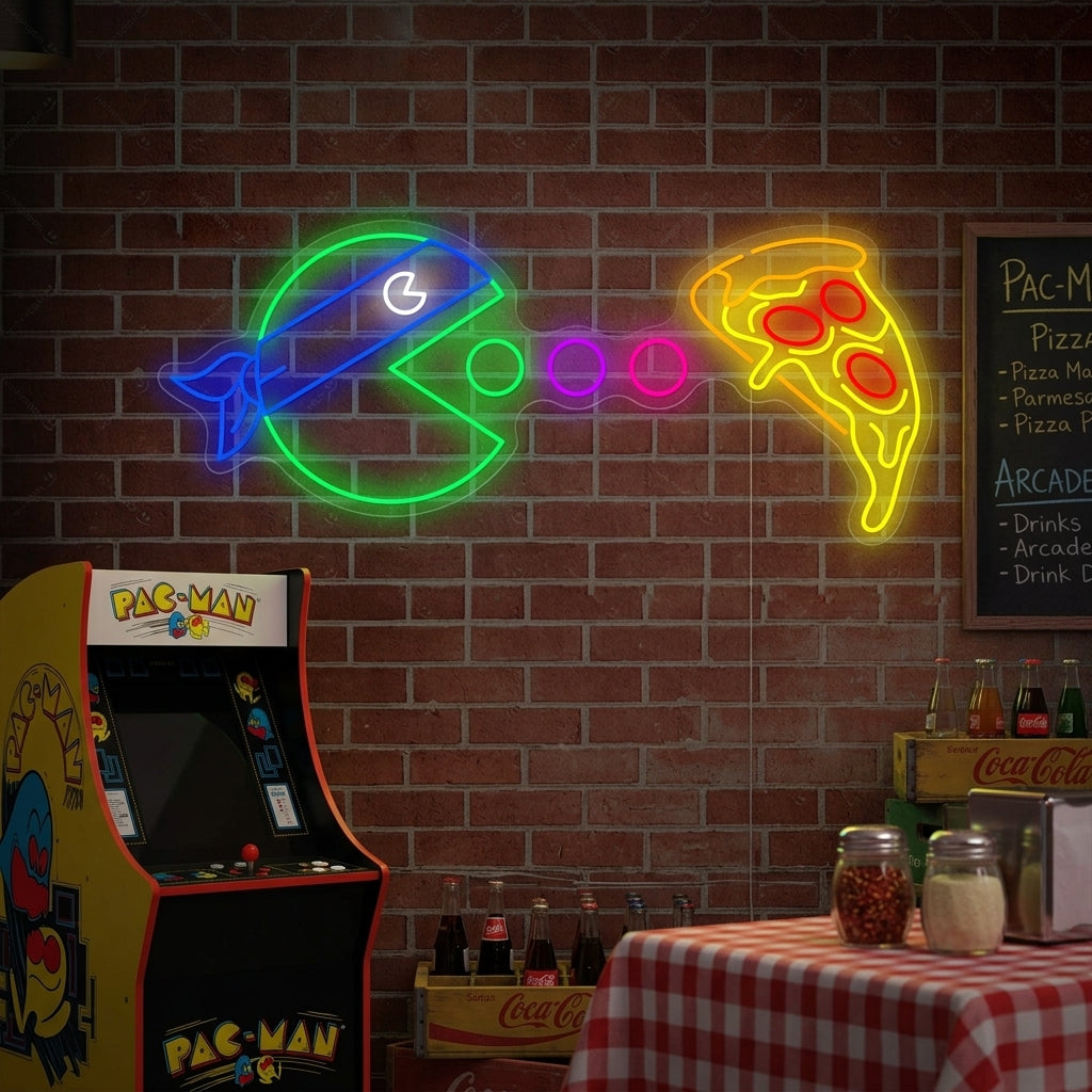 "Ät pizza" Neonskylt