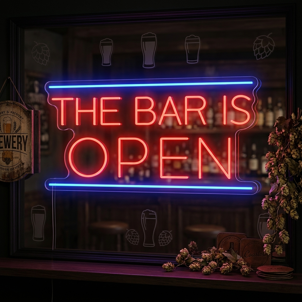 "Bar Is Open" Neonskylt