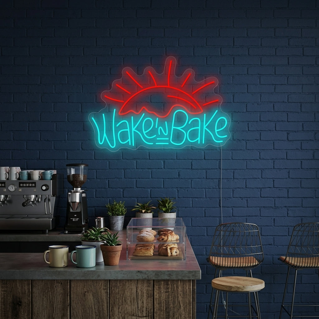 "Wake and Bake" Neonskylt