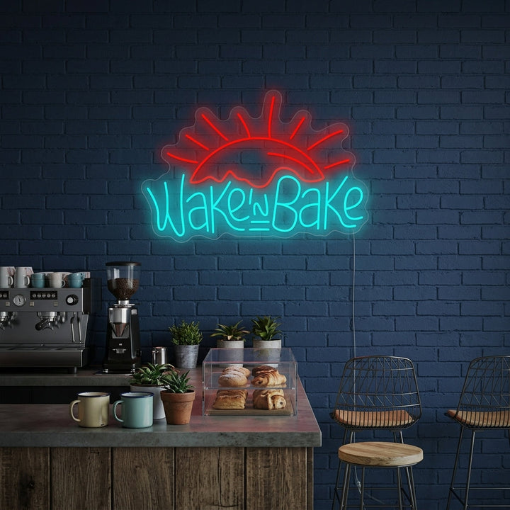 "Wake and Bake" Neonskylt