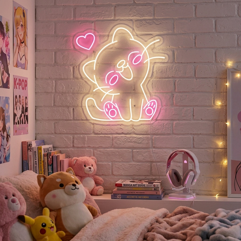 "Kawaii Cat" Neonskylt