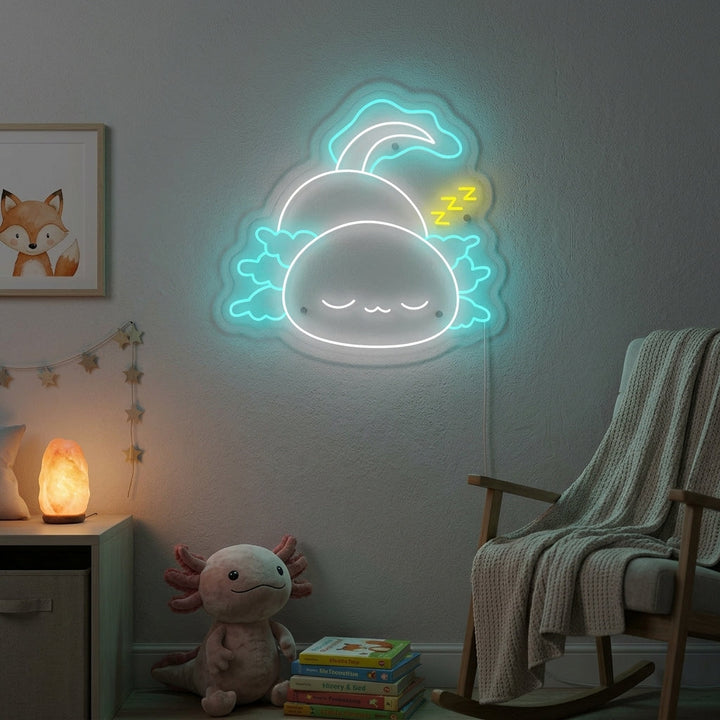 "Sovande Axolotl" Neonskylt