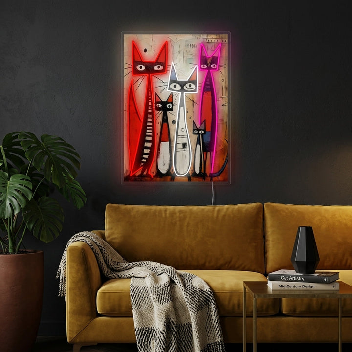 "Kattfamilj" Neonskylt