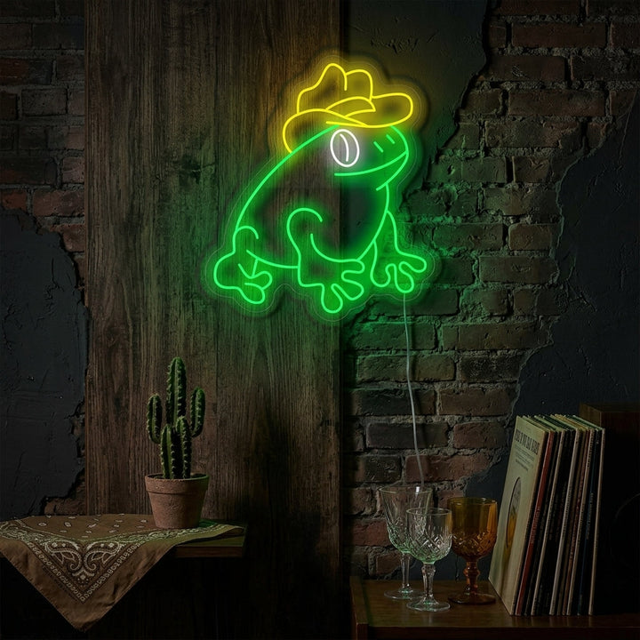 "Groda Med Cowboyhatt" Neonskylt