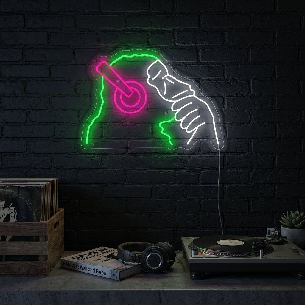 "Banksy Dj Monkey" Neonskylt
