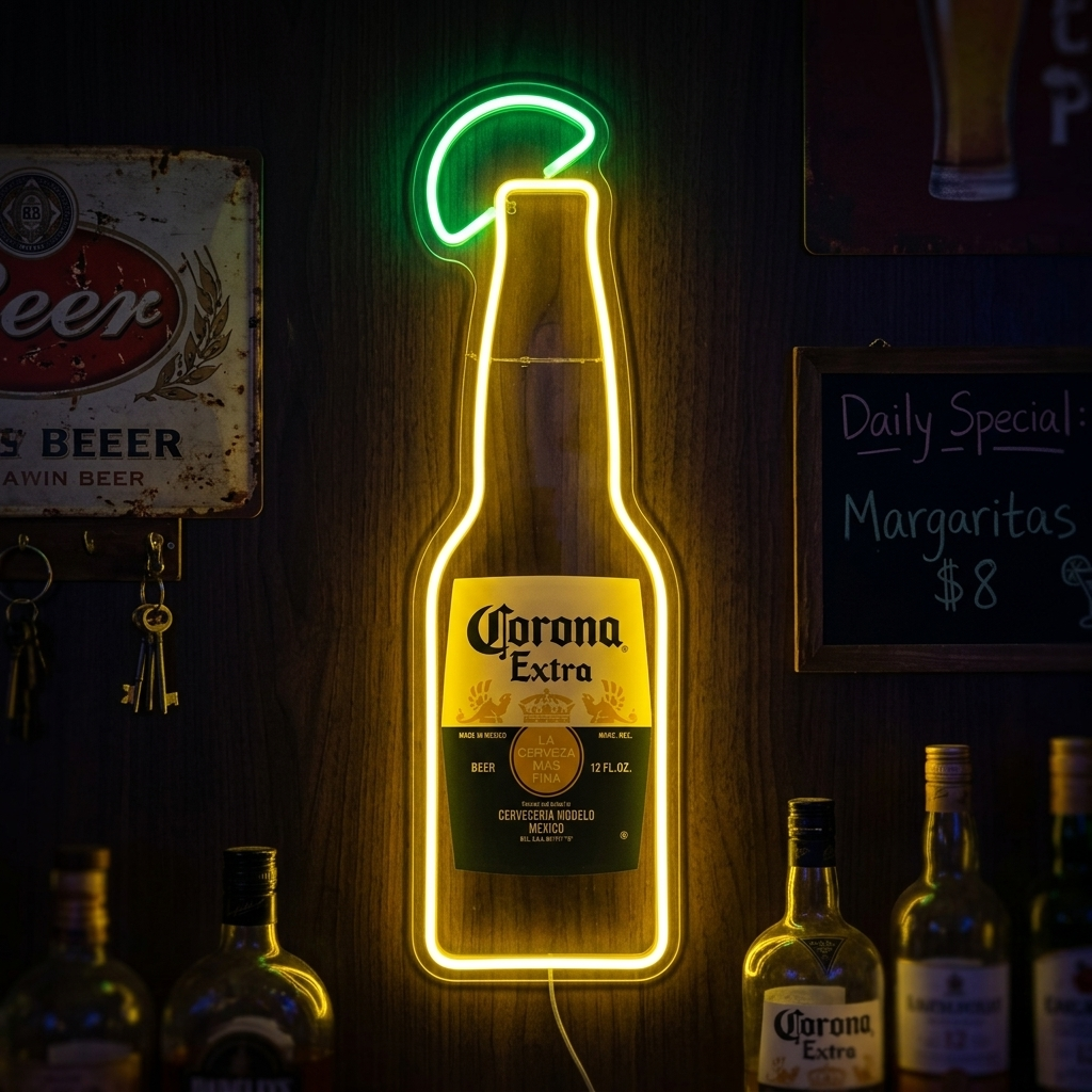 "Corona ölflaska" Neonskylt
