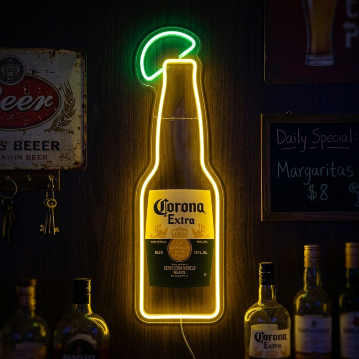 "Corona ölflaska" Neonskylt