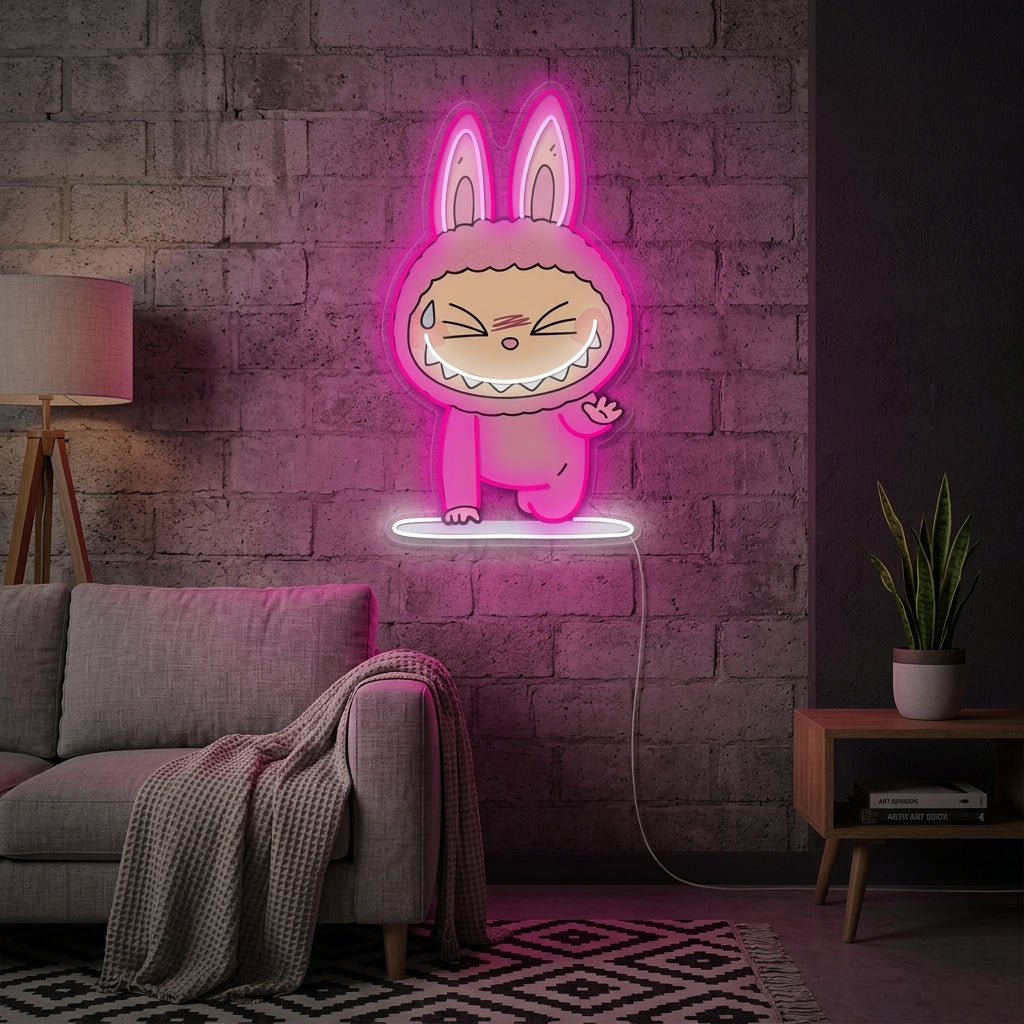 "Yoga Monster Labubu" Neonskylt