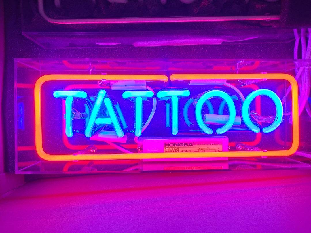 "Tattoo" Akrylbox Neonskylt, Glas Neonskylt, Bord Neonskylt