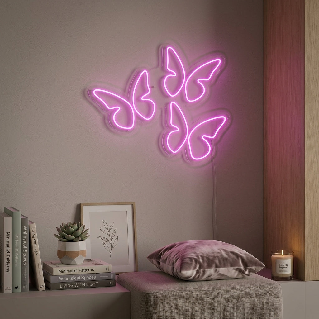 "3 Fjärilar" Neonskylt