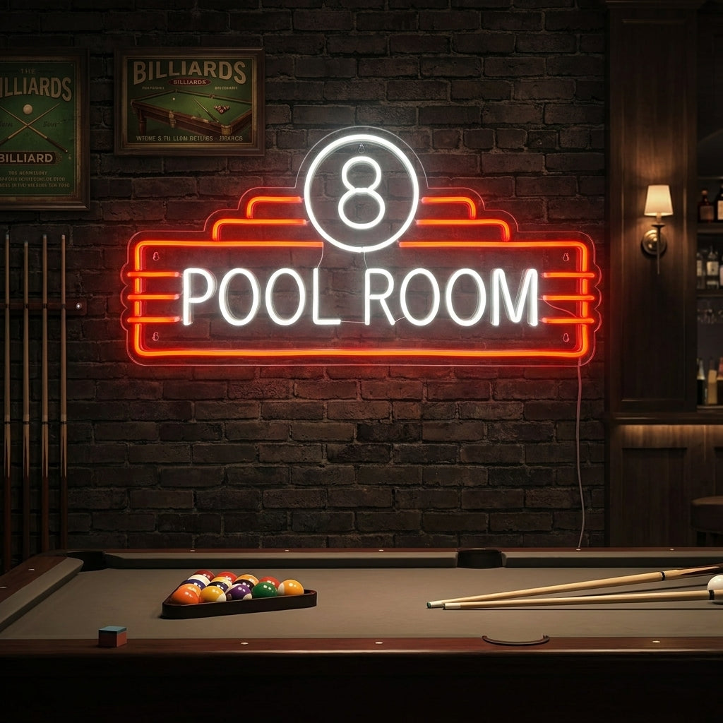 "8 Pool Room" Neonskylt