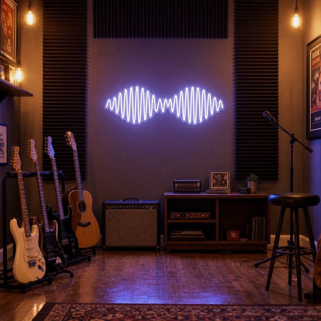 "AM Wave Musik Rockband" Neonskylt
