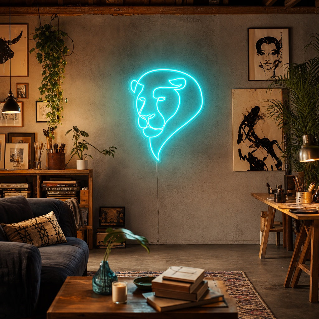 "Abstrakt Lejonansikte" Neonskylt