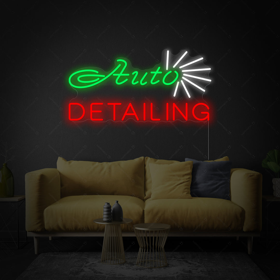 "Affär, Auto Detailing" Neonskylt