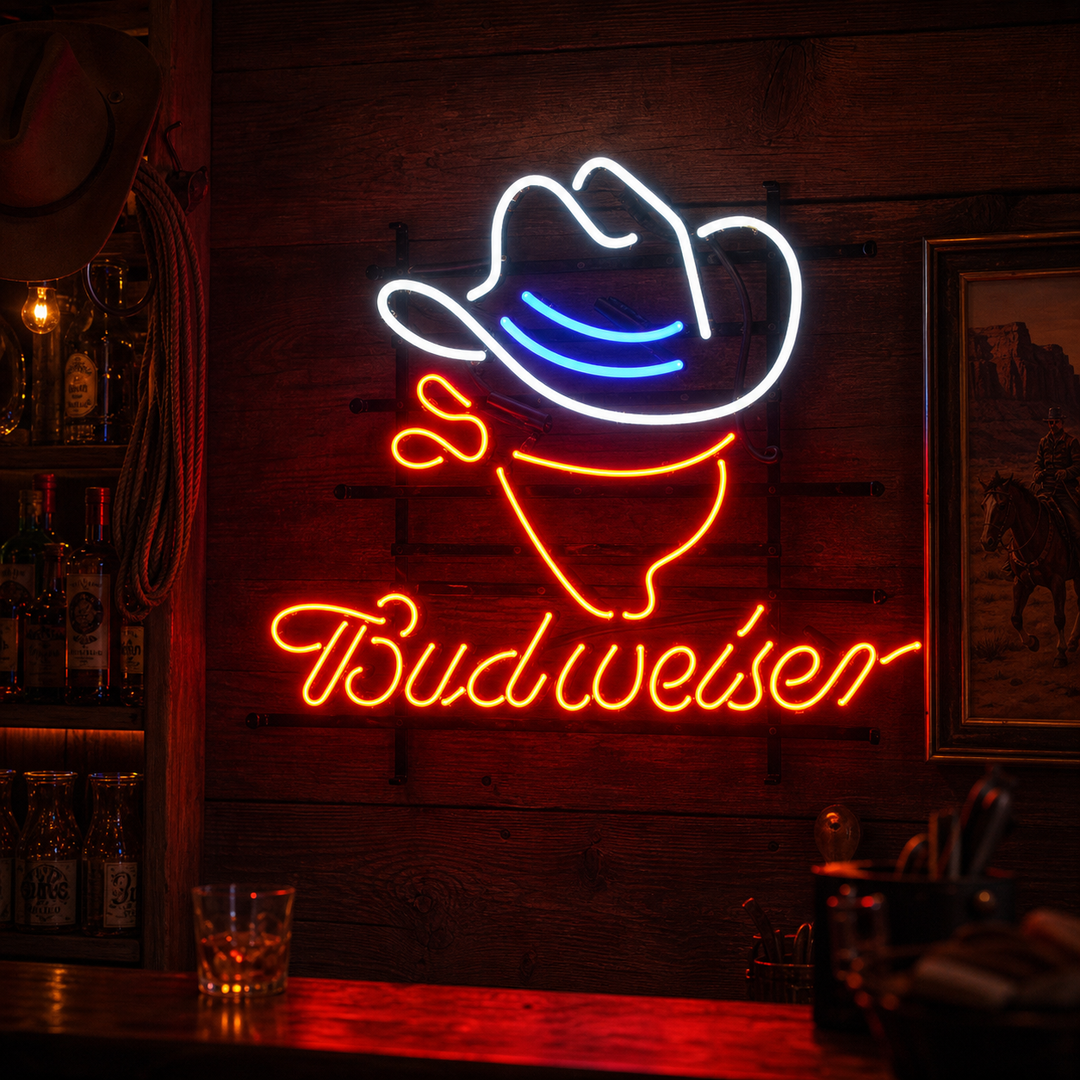 "BUdweiser Cowboy" Neonskylt