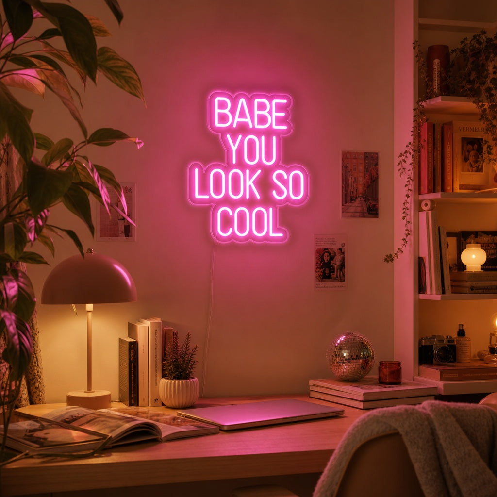 "Babe You Look So Cool" Neonskylt