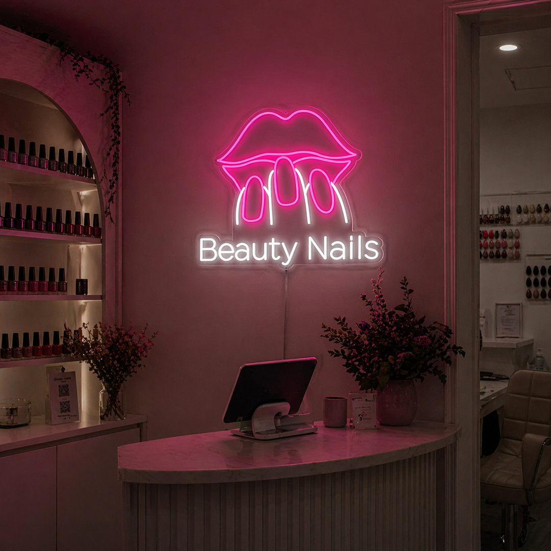 "Beauty Nails" Neonskylt