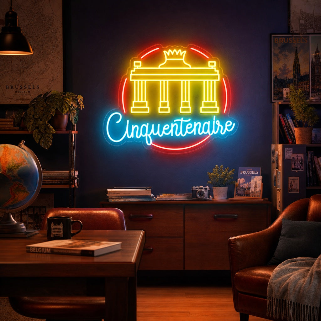 "Belgien Cinquantenaire Bryssel" Neonskylt