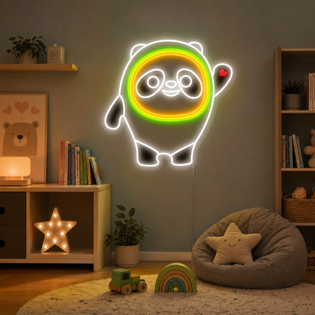 "Bing Dwen Dwen Pandadocka, Dekor För Barnrum" Neonskylt