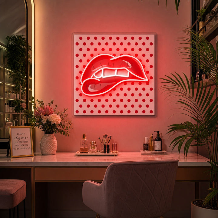"Biter Hennes Röda Läppar" UV-tryckt LED-neonskylt