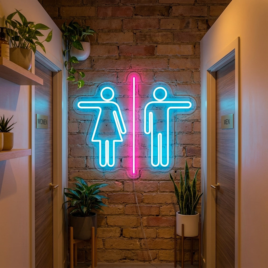"Pojke Och Flicka WC Toalett" Neonskylt