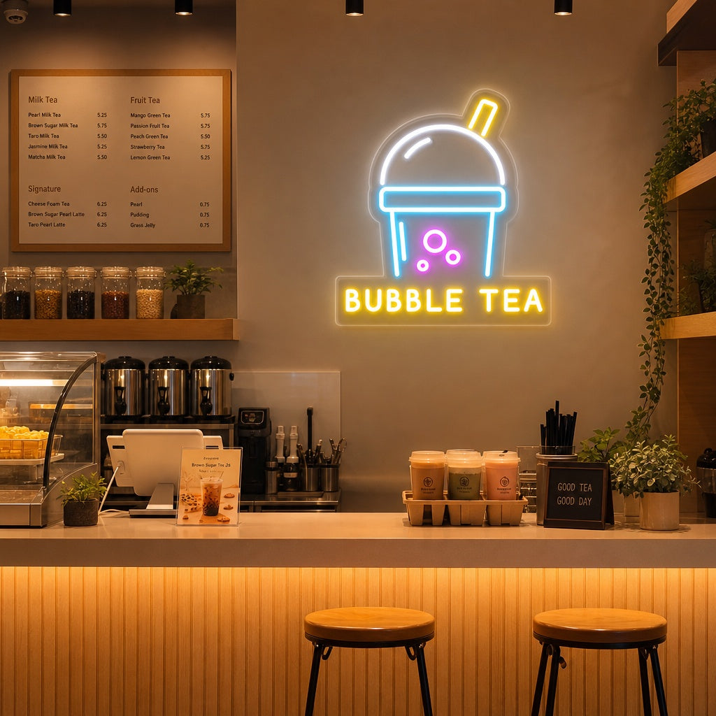 "Bubble Tea" Neonskylt