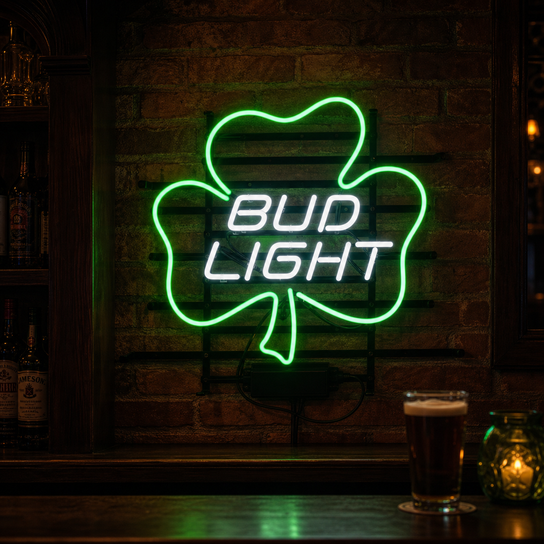 "Bud Lucky Shamrock" Neonskylt