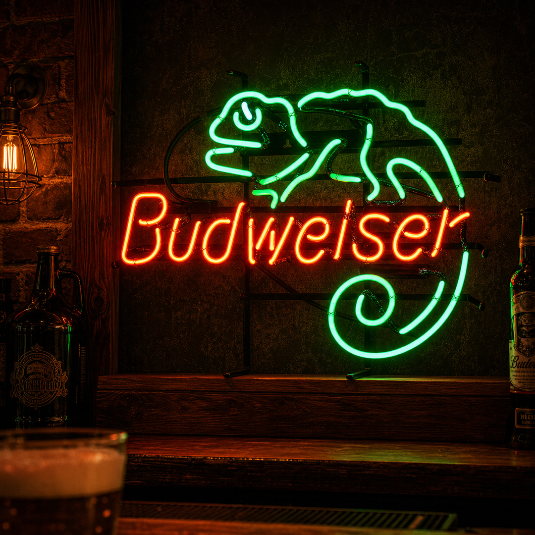 "Budweiser Louie Lizard" Neonskylt