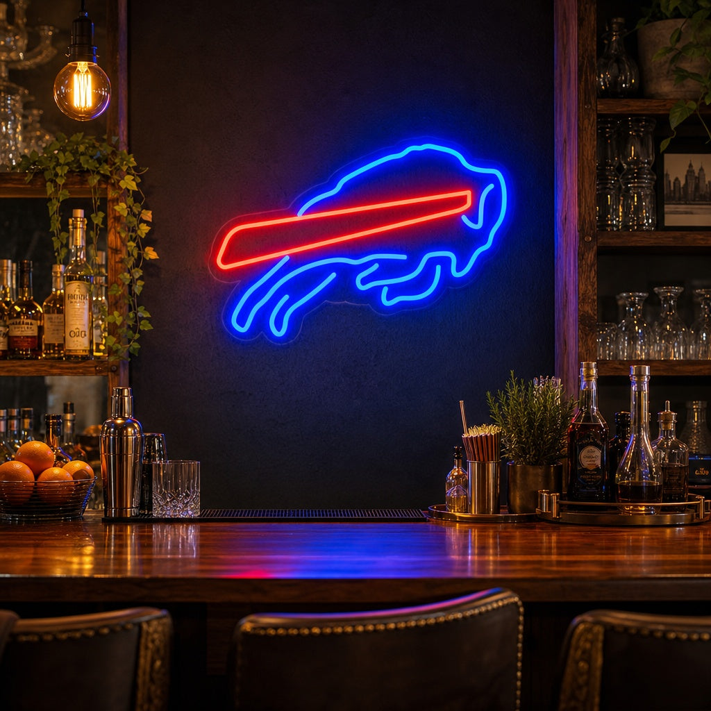"Buffalo Bills Ölbar" Neonskylt