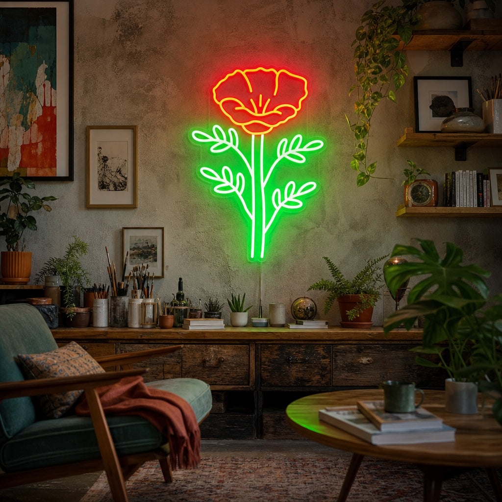 "Kalifornisk Vallmo Papaver Rhoeas" Neonskylt