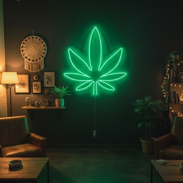 "Weed Öppen Bar" Neonskylt