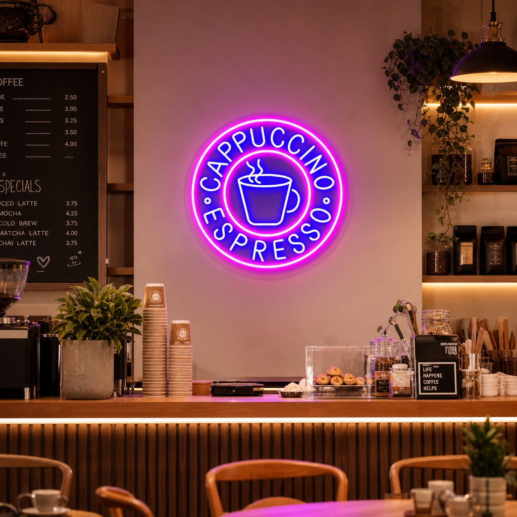 "Cappuccino Espresso" Neonskylt