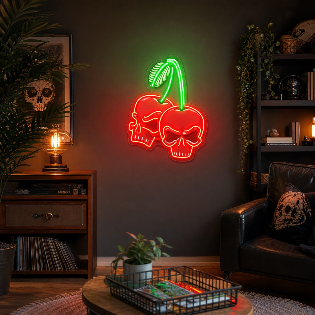 "Cherry Skull" UV-tryckt LED-neonskylt