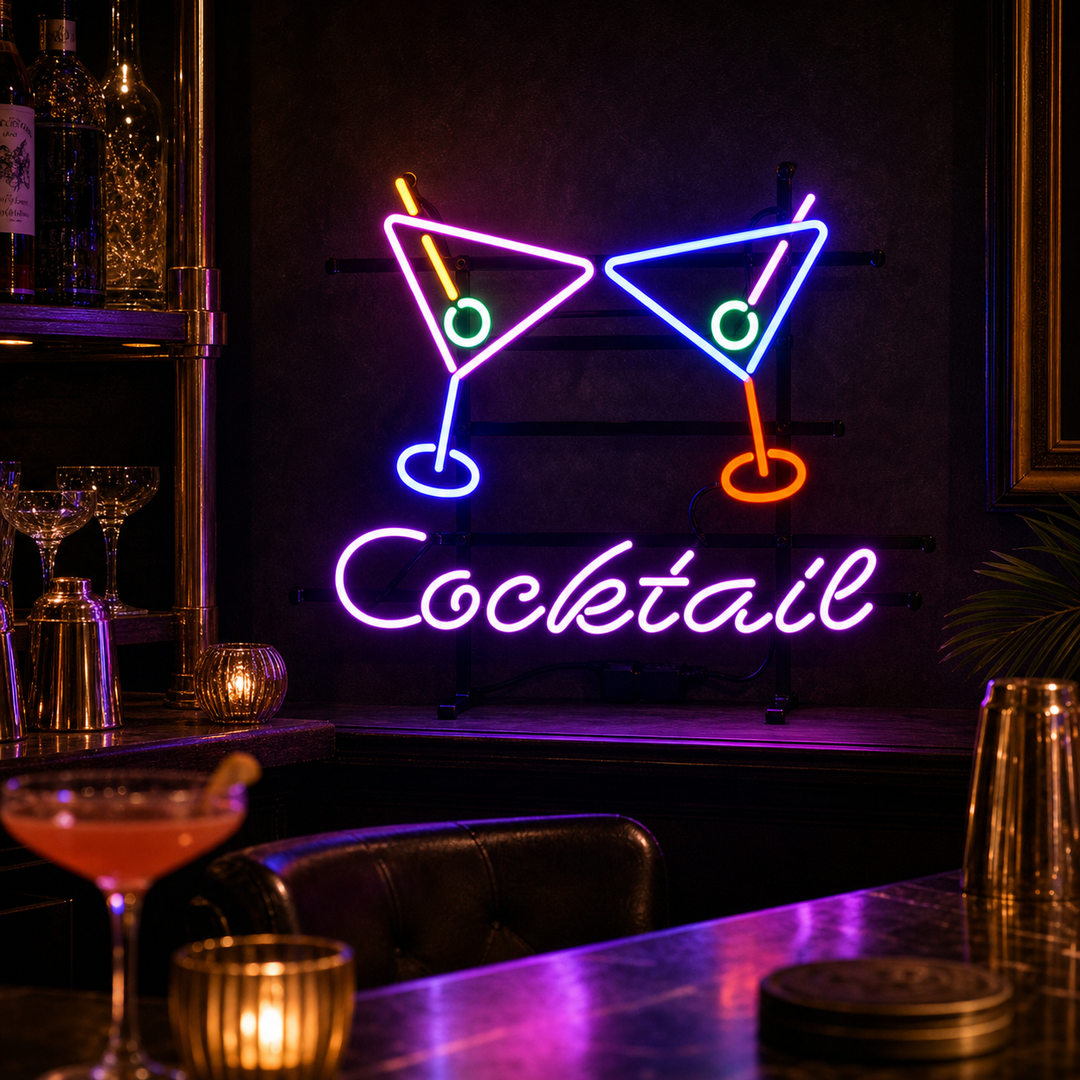 "Cocktails, Martini" Neonskylt