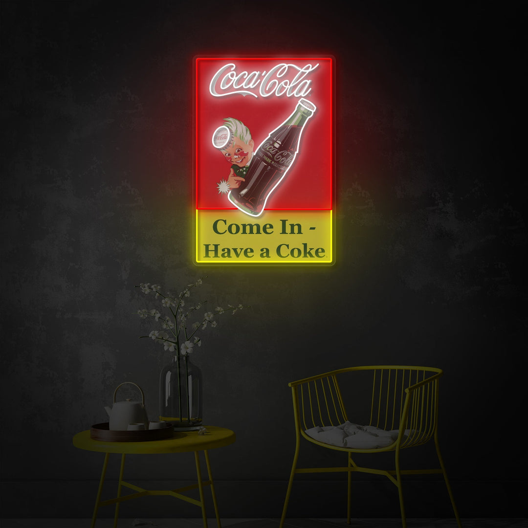 "Come In Have A Coke, Drinking Shop Logotyp" UV-tryckt LED-neonskylt