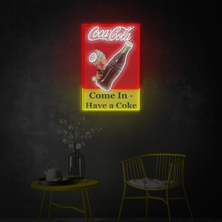 "Come In Have A Coke, Drinking Shop Logotyp" UV-tryckt LED-neonskylt