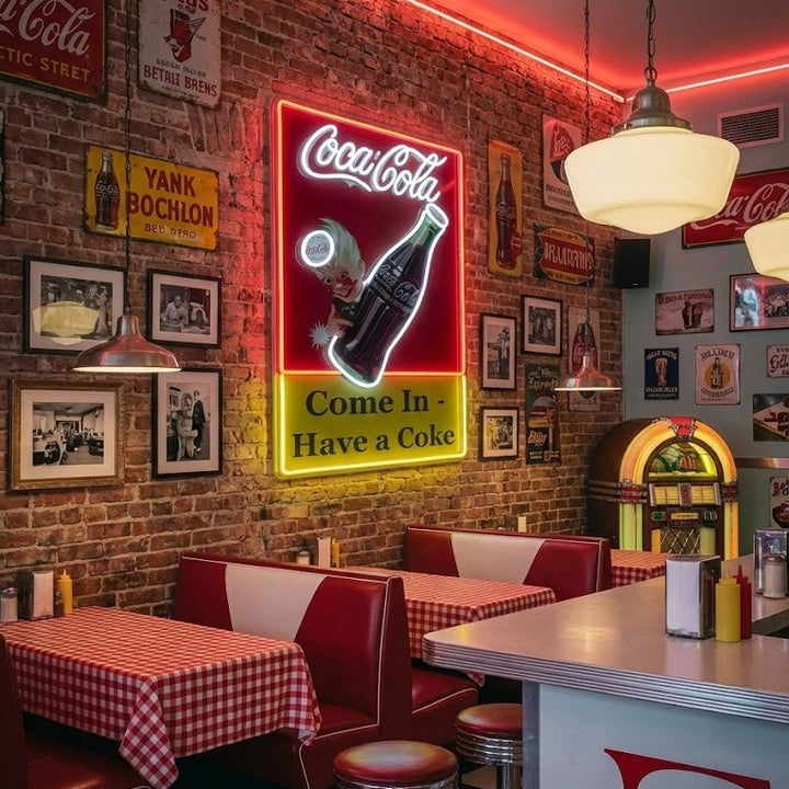 "Come In Have A Coke, Drinking Shop Logotyp" UV-tryckt LED-neonskylt