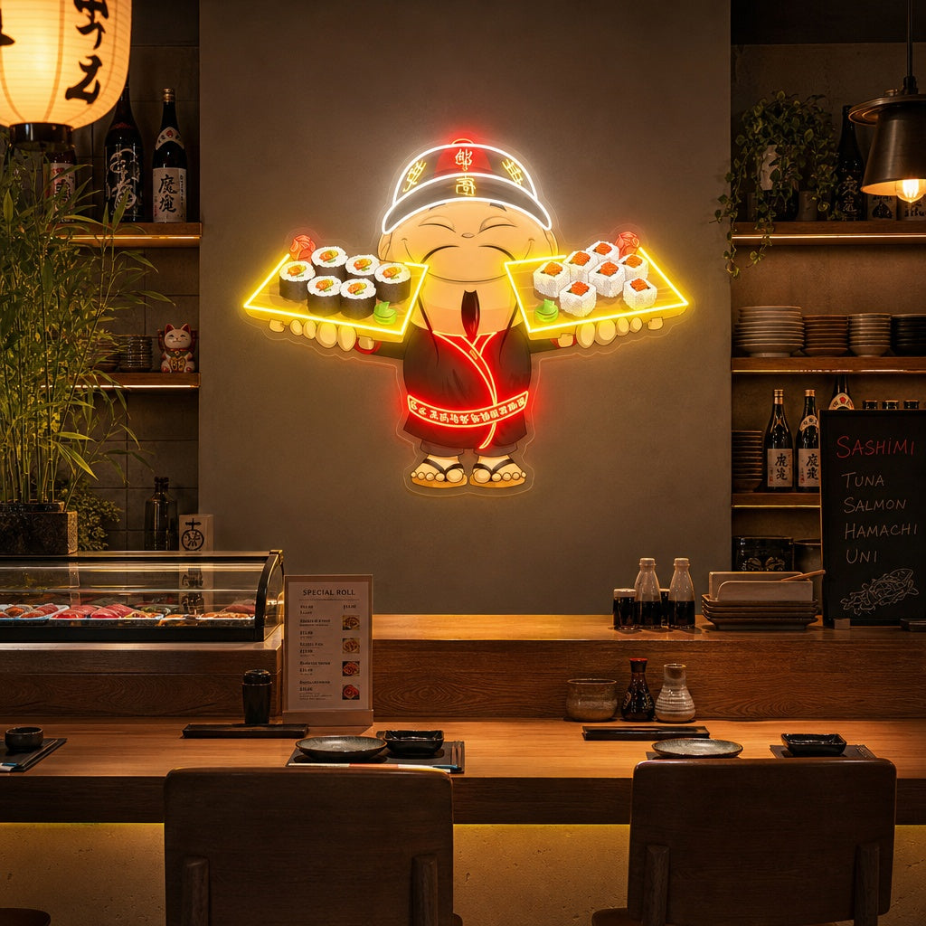 Kock av sushi Neonskylt, Japansk restauranginredning